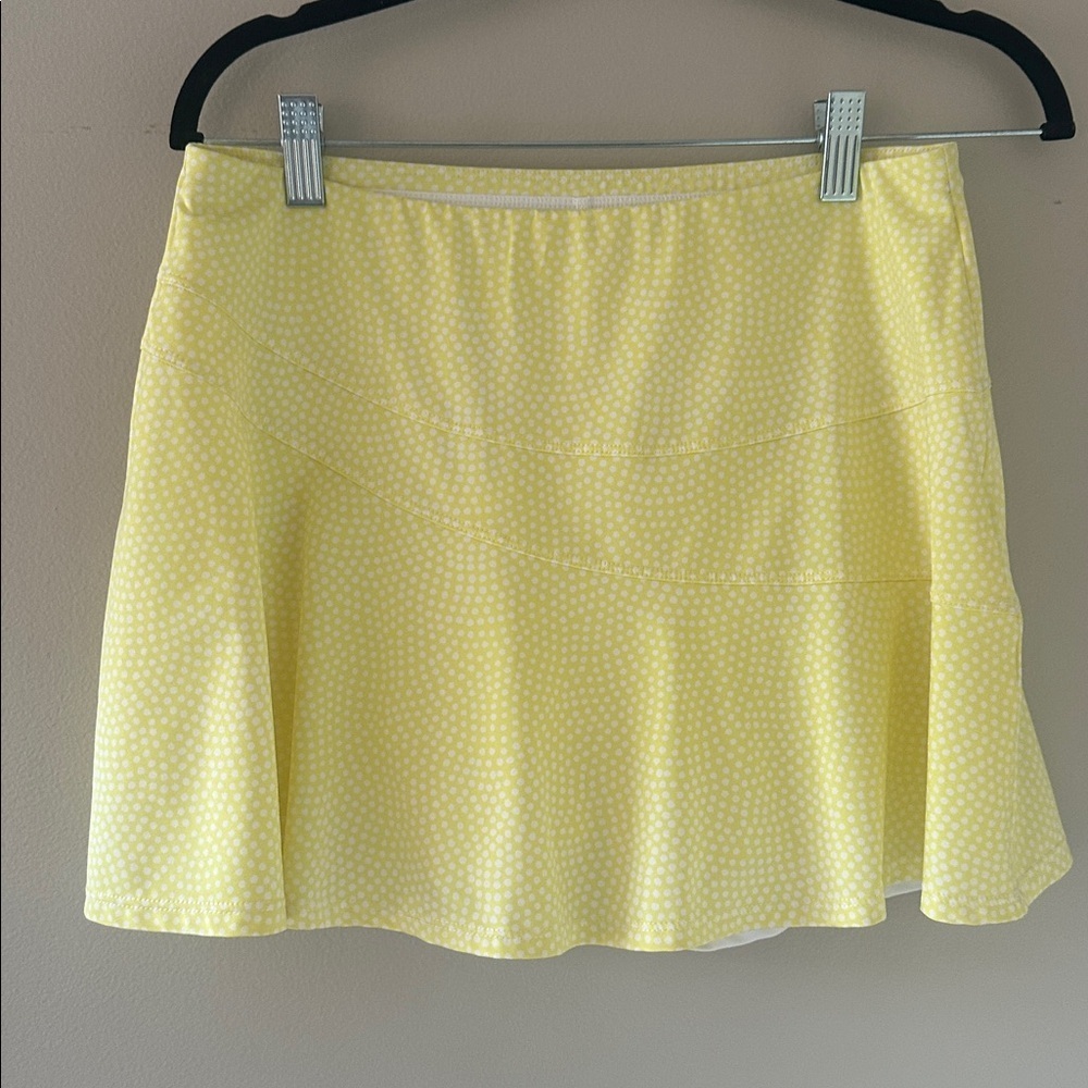 TAIL Activewear Bunny Flounce Skirt Skort Yellow Tangled Dots Sz Medium Tennis - Picture 4 of 11